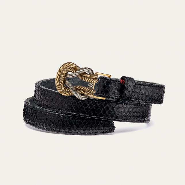 claris virot Baby Ceinture Python Noir Noeud - Claris Virot