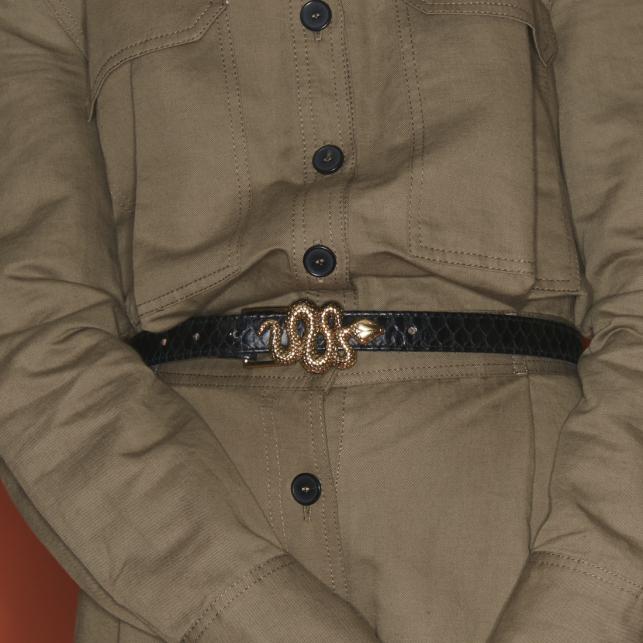 Claris Virot Baby Ceinture Python Noir Serpent Doré - Claris Virot