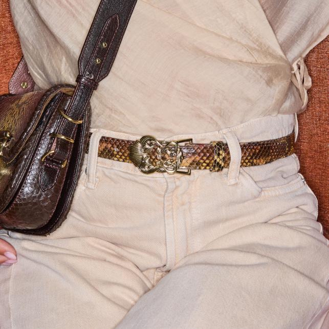 Claris Virot Baby Ceinture Python Oeil De Tigre Ginko Or - Claris Virot