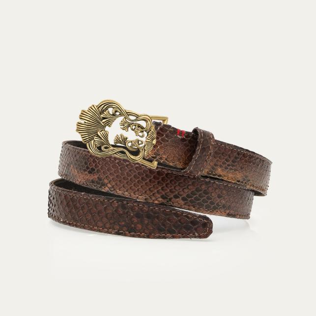 claris virot Baby Ceinture Python Oeil de Tigre Ginko Or - Claris Virot