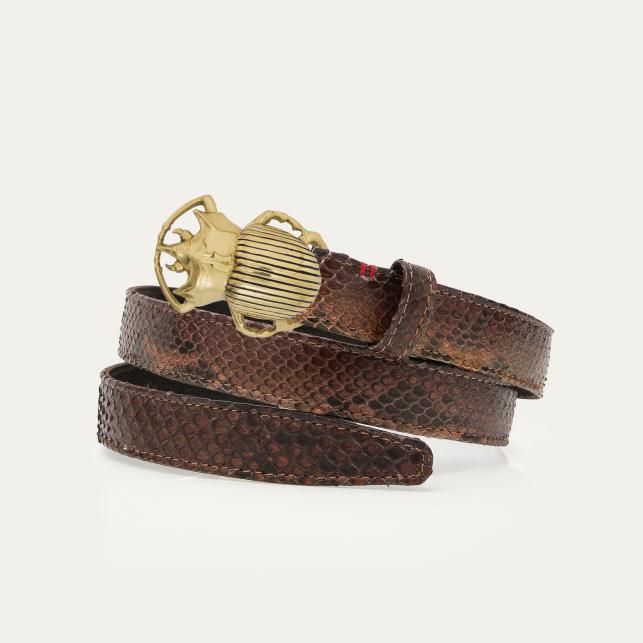 claris virot Baby Ceinture Python Oeil de Tigre Scarabée Or - Claris Virot