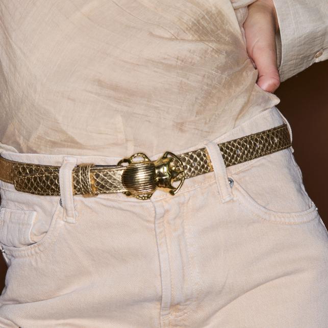 Claris Virot Baby Ceinture Python Or Scarabée Or - Claris Virot