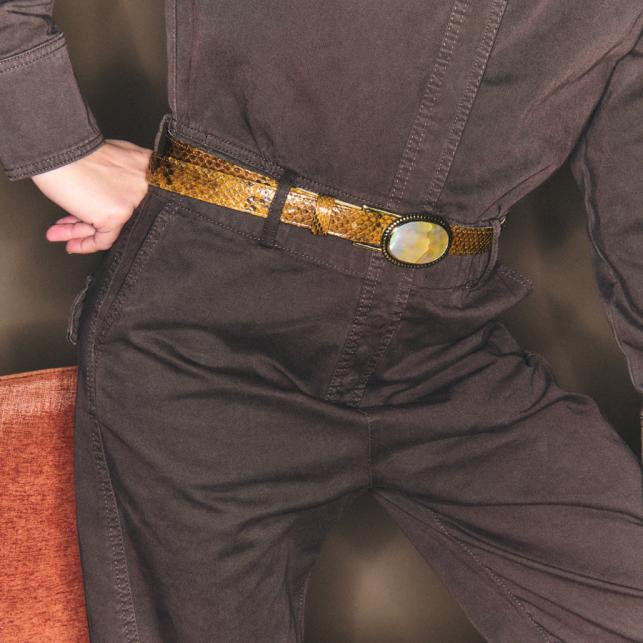 Claris Virot Baby Ceinture Python Ranch Dallas Nacre - Claris Virot