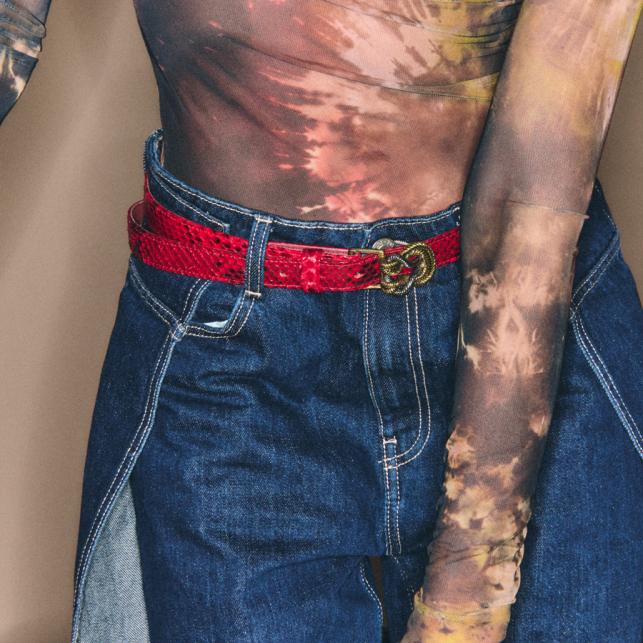 Claris Virot Baby Ceinture Python Rubis Noeud - Claris Virot