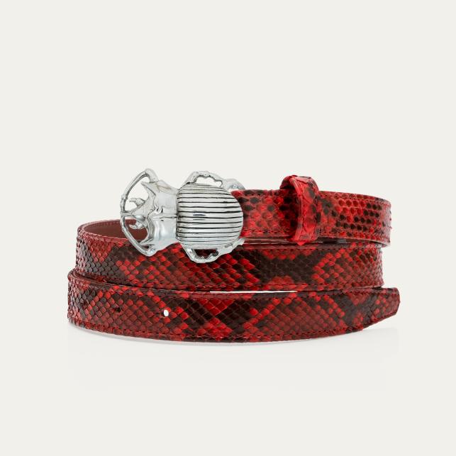Claris Virot Baby Ceinture Python Rubis Scarabée Argent