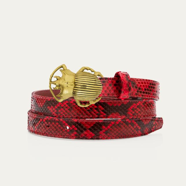 claris virot Baby Ceinture Python Rubis Scarabée Dorée