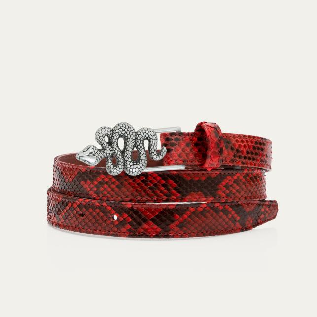 Claris Virot Baby Ceinture Python Rubis Serpent Argent - Claris Virot
