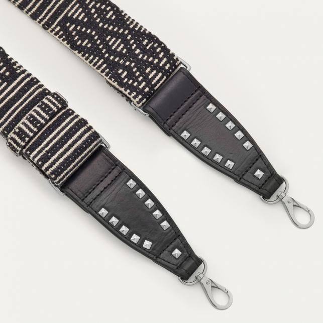 Claris Virot Bandoulière Tissée Noire Metallerie Argent
