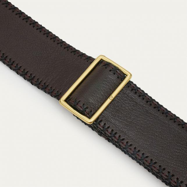 Claris Virot Bandoulière Tissée Noire Metallerie Or