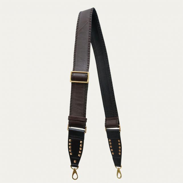 claris virot Bandoulière Tissée Noire Metallerie Or