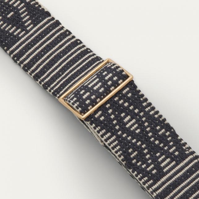 Claris Virot Bandoulière Tissée Noire Metallerie Or