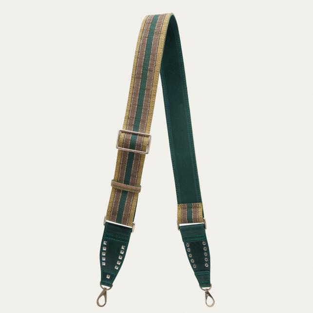 claris virot Bandoulière Tissée Noire Metallerie Or