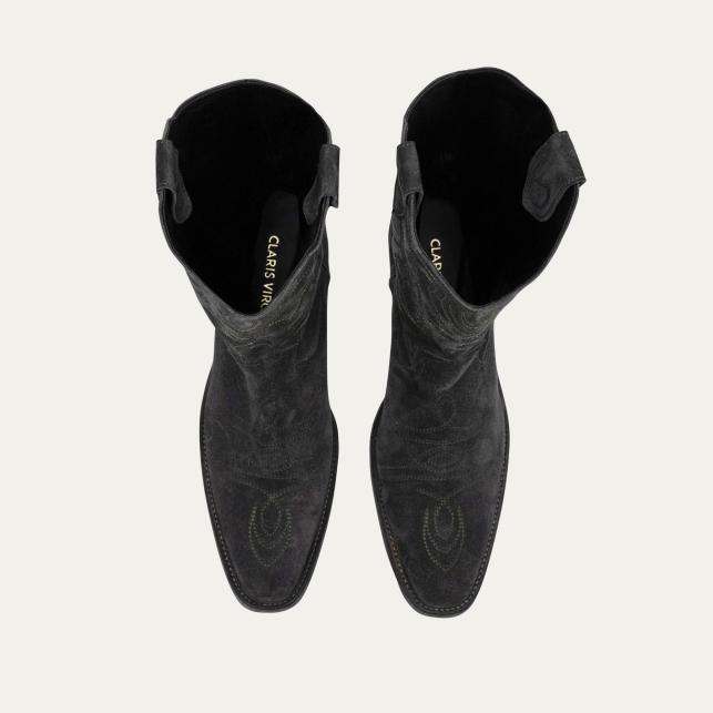 Claris Virot Bottes En Suede Lucienne Gris Foncé Perle