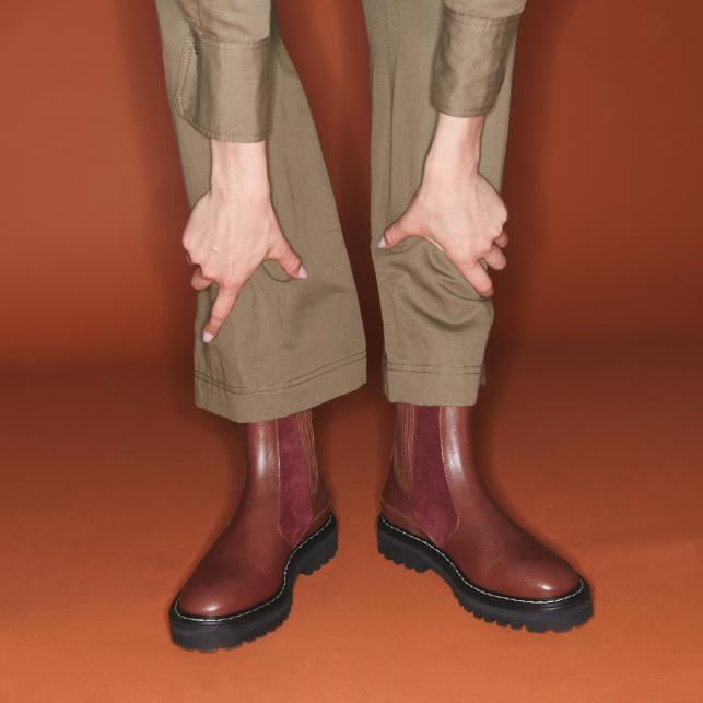 Claris Virot Bottines Chelsea Cuir Ziggy Ecorce Et Vin Chaud