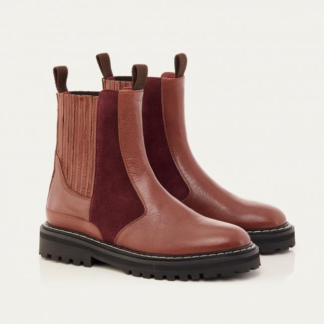 Claris Virot Bottines Chelsea Cuir Ziggy Ecorce Et Vin Chaud