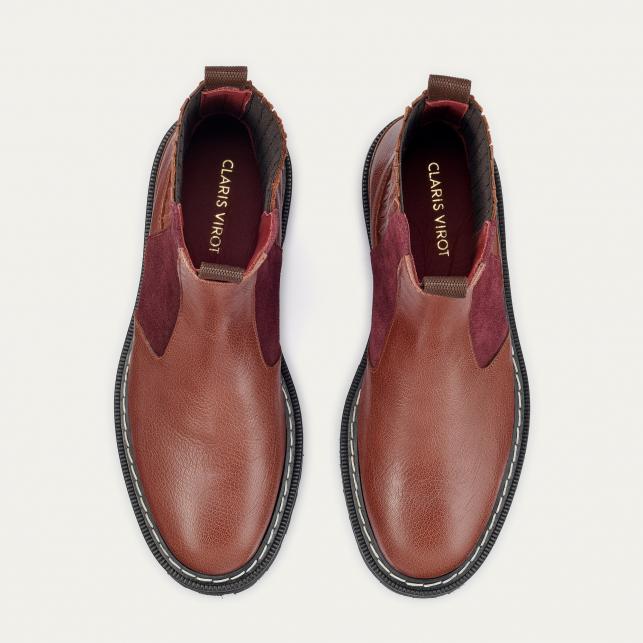 Claris Virot Bottines Chelsea Cuir Ziggy Ecorce Et Vin Chaud