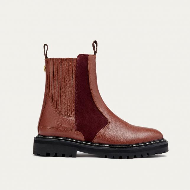 claris virot Bottines Chelsea Cuir Ziggy Ecorce et Vin Chaud