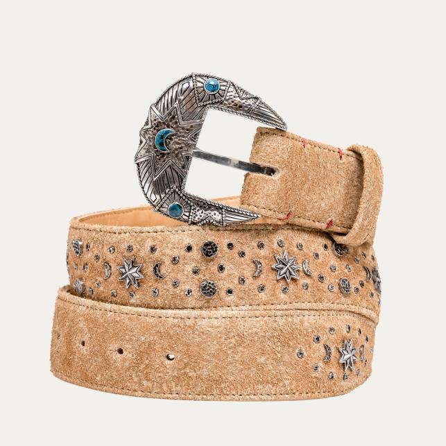 claris virot Ceinture Moon Veau Velours Sable Blanc