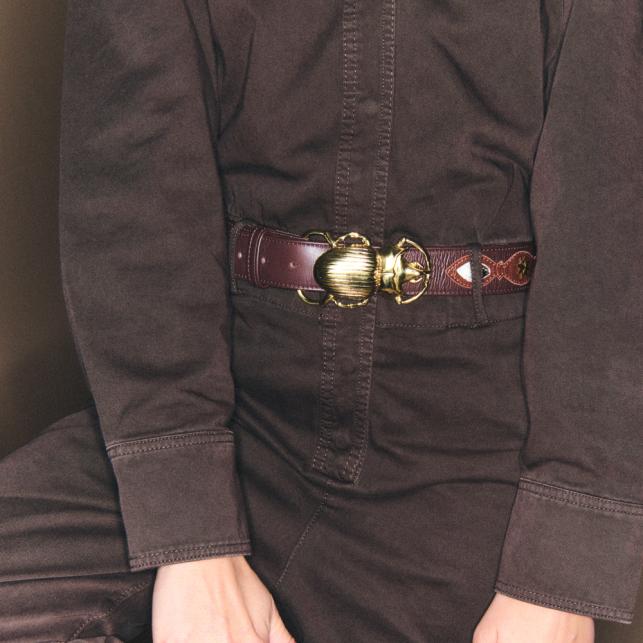 Claris Virot Ceinture Patchwork Cuirs Rodeo Beetle Dorée