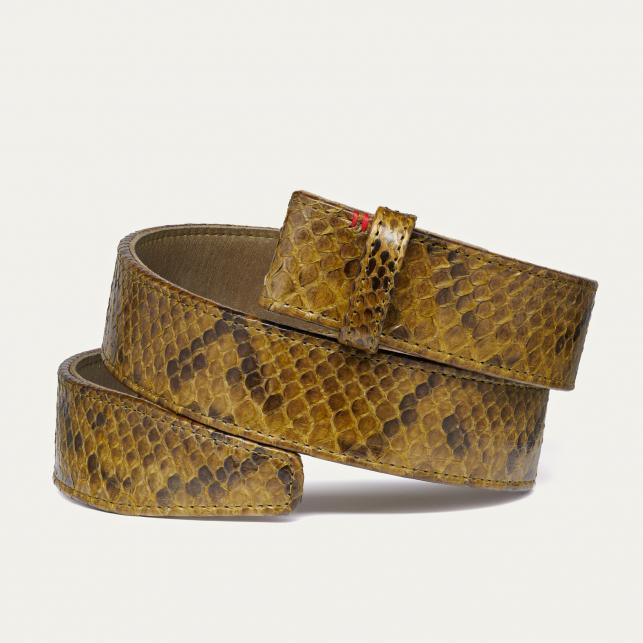 Claris Virot Ceinture Python Beetle Dark Kaki Boucle Or