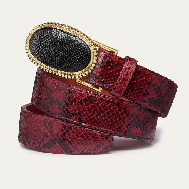 Claris Virot Ceinture Python Bordeaux Dallas Noire Or