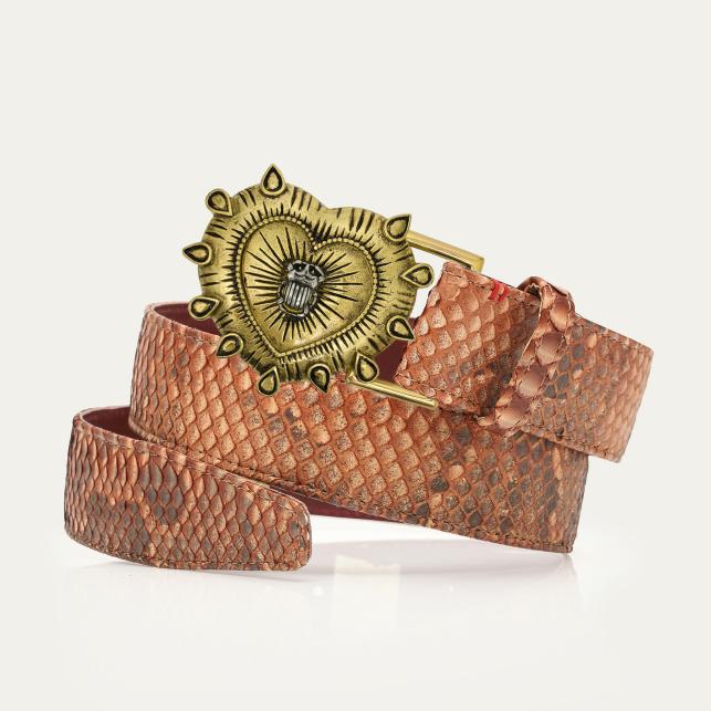 claris virot Ceinture Python Cuivre Délavé Ex-Voto - Claris Virot