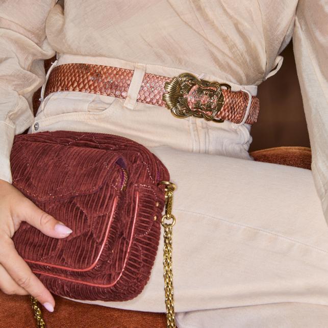 Claris Virot Ceinture Python Cuivre Délavé Ginko - Claris Virot