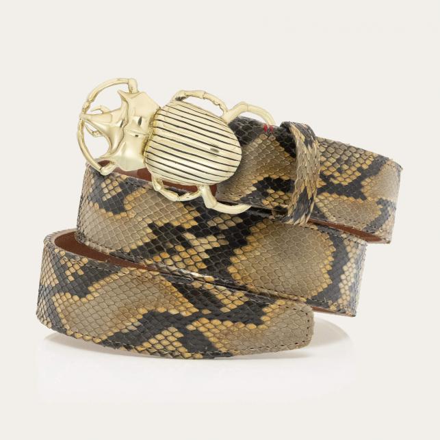 claris virot Ceinture Python Desert Scarabée Or - Claris Virot