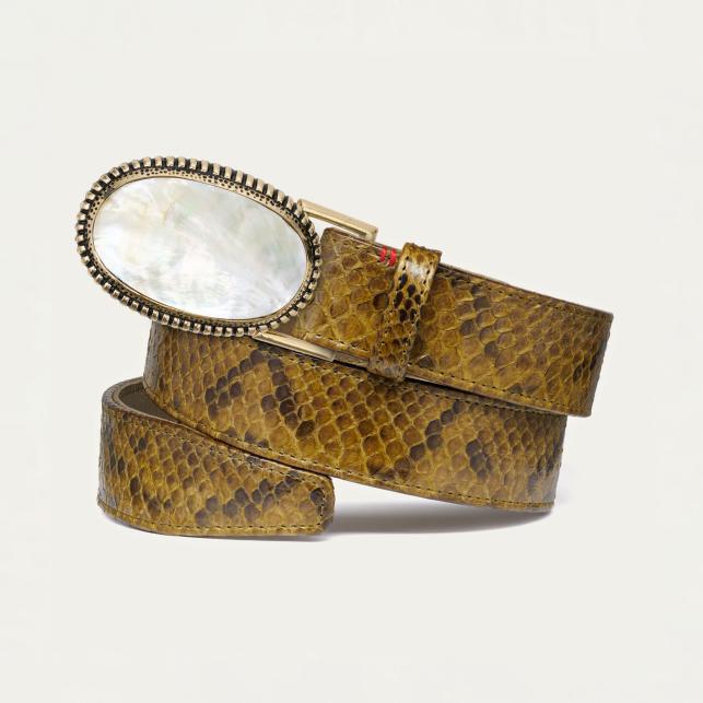claris virot Ceinture Python Kaki Dallas Nacre - Claris Virot