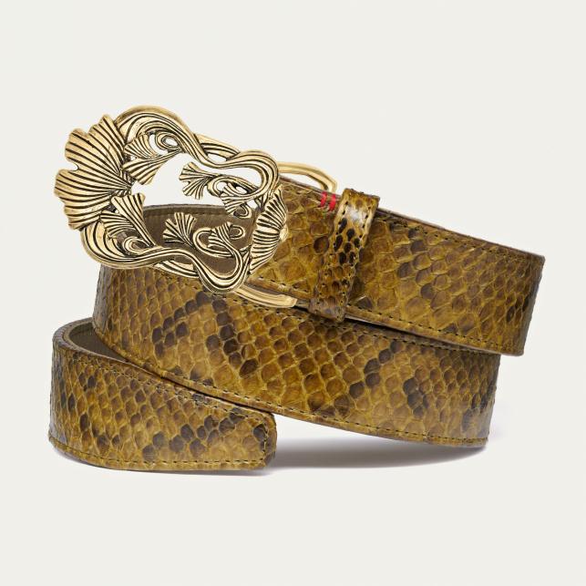 claris virot Ceinture Python Kaki Foncé Ginko - Claris Virot