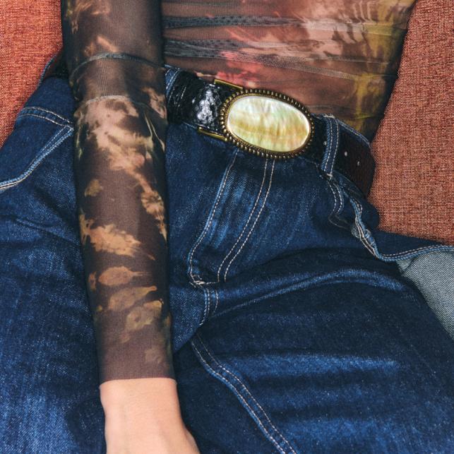 Claris Virot Ceinture Python Noir Dallas Nacre - Claris Virot