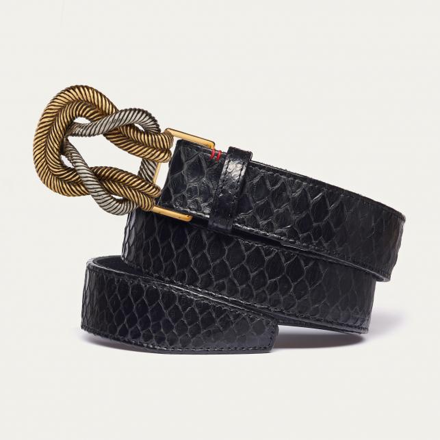 Claris Virot Ceinture Python Noire Noeud - Claris Virot