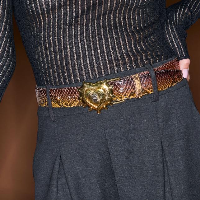 claris virot Ceinture Python oeil de Tigre Boucle Ex-Voto - Claris Virot