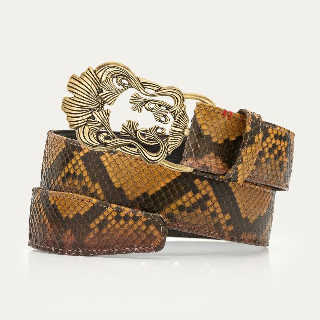 Claris Virot Ceinture Python Oeil De Tigre Feuille De Ginko - Claris Virot