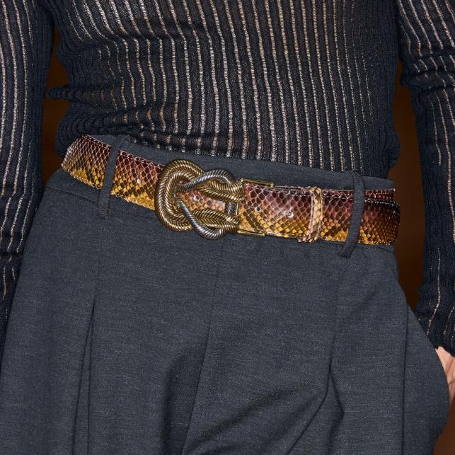 Claris Virot Ceinture Python Oeil De Tigre Noeud - Claris Virot