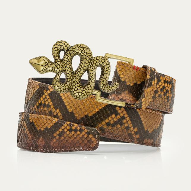 Claris Virot Ceinture Python Oeil De Tigre Serpent Or - Claris Virot