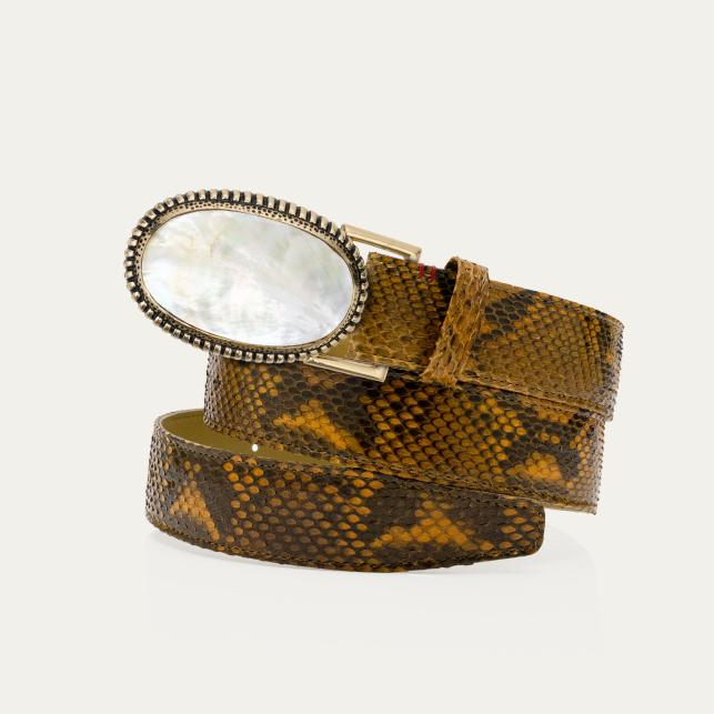 claris virot Ceinture Python Ranch Dallas Nacre - Claris Virot