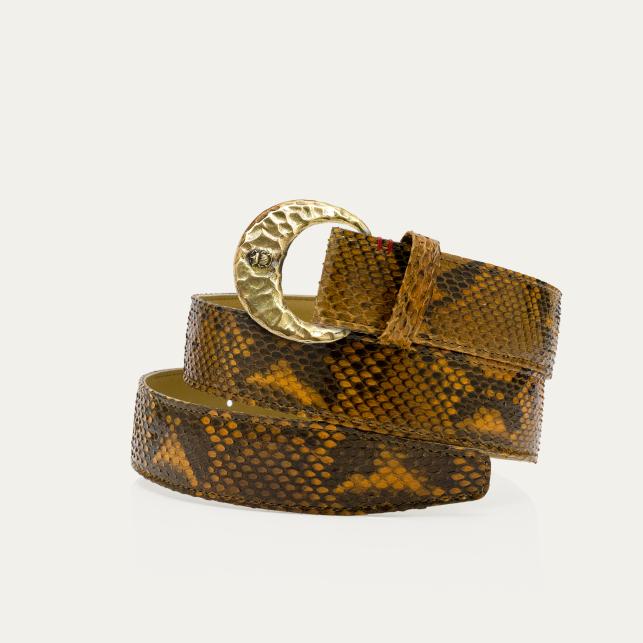 claris virot Ceinture Python Ranch Demi Lune Or - Claris Virot