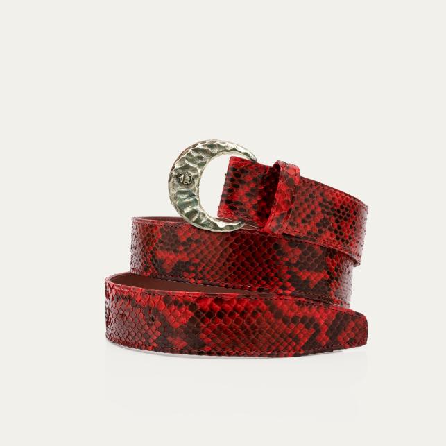 claris virot Ceinture Python Rubis Demi Lune Argent - Claris Virot
