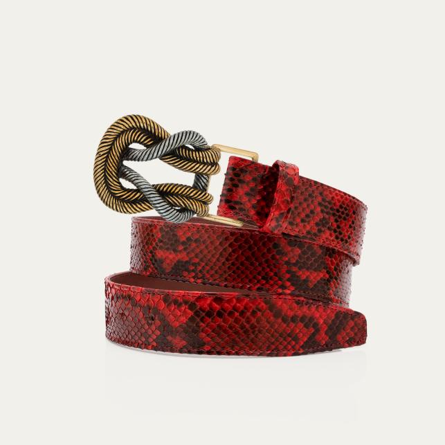 Claris Virot Ceinture Python Rubis Noeud Mixé Or Et Argent - Claris Virot