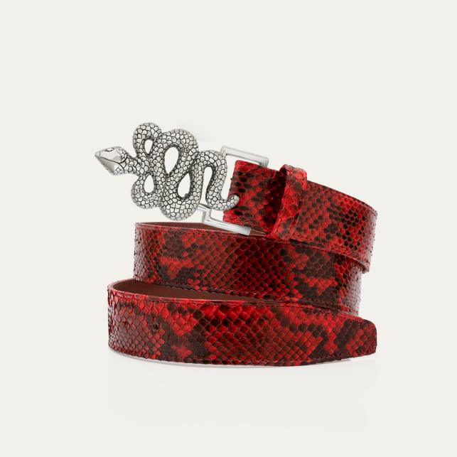 Claris Virot Ceinture Python Rubis Serpent Argent - Claris Virot