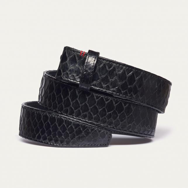 Claris Virot Ceinture Python Snake Noire Boucle Argent