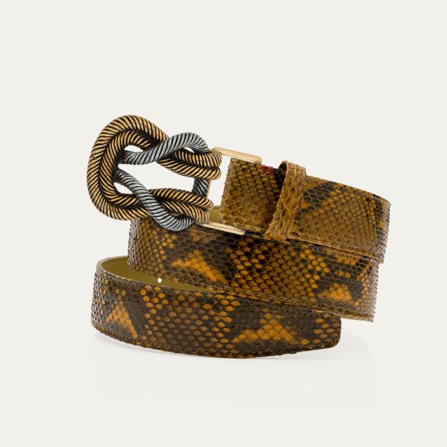 Claris Virot Ceinture Ranch Python Noeud Mixé Or Et Argent - Claris Virot