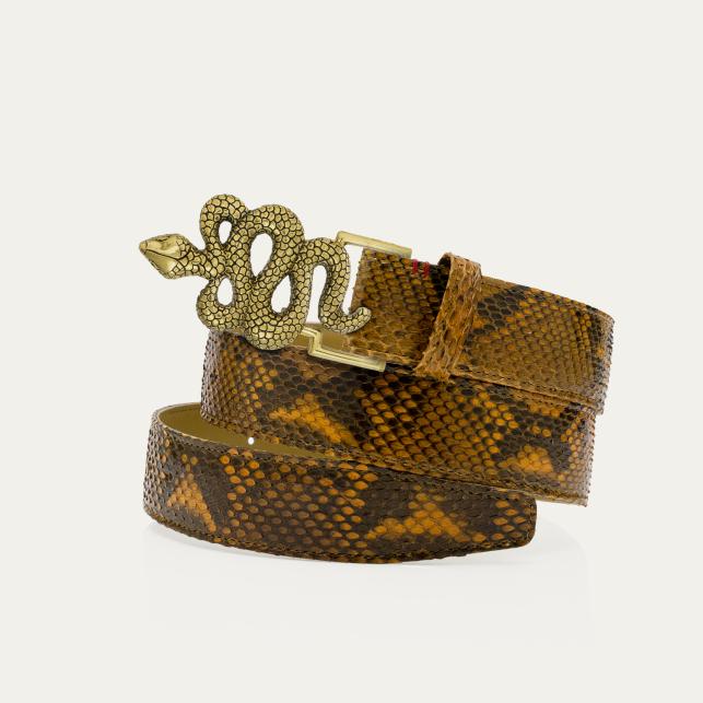 Claris Virot Ceinture Ranch Python Serpent Or - Claris Virot