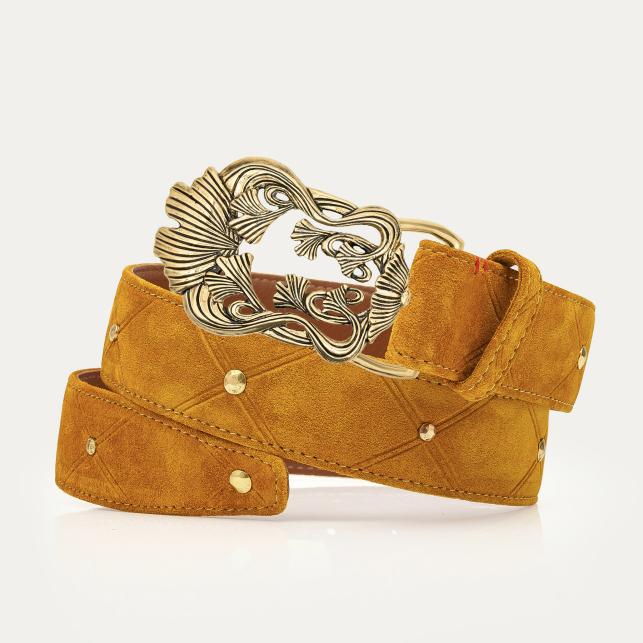 claris virot Ceinture Suede Ambre Ginko - Claris Virot