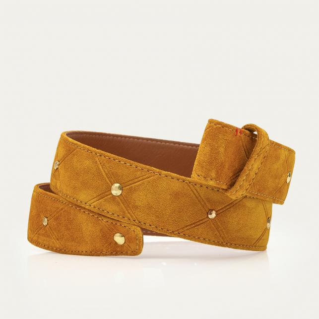 Claris Virot Ceinture Suede Ambre Scarabée Or - Claris Virot