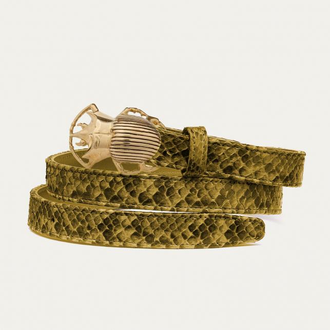 claris virot Baby ceinture python scarabée doré