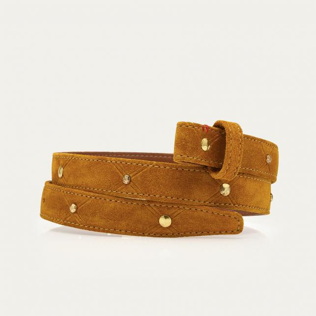 claris virot Baby Ceinture Suède Ambre Cloutée
