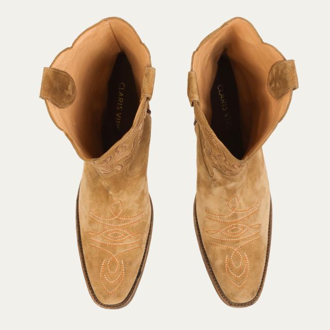 Claris Virot Bottes En Cuir Lucienne Olive Brodées