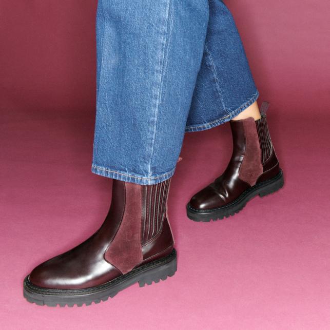 Claris Virot Bottines Chelsea Cuir Ziggy Bordeaux